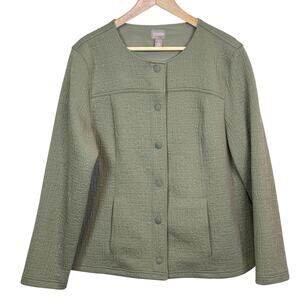 Chico's Size 3 XL Sea Foam Green Snap Front Textured Lagen Look Jacket